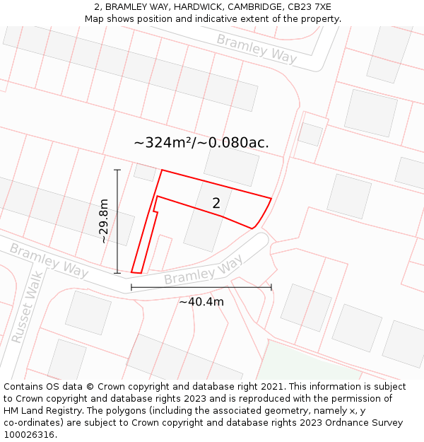 2, BRAMLEY WAY, HARDWICK, CAMBRIDGE, CB23 7XE: Plot and title map