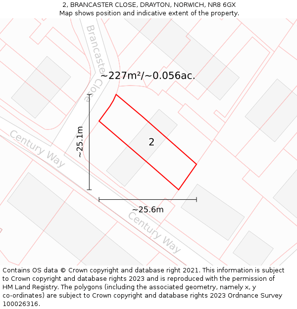 2, BRANCASTER CLOSE, DRAYTON, NORWICH, NR8 6GX: Plot and title map
