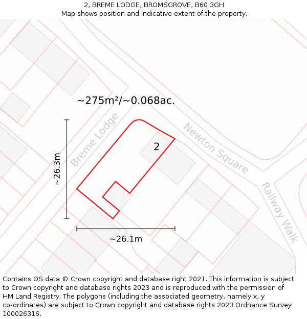 2, BREME LODGE, BROMSGROVE, B60 3GH: Plot and title map