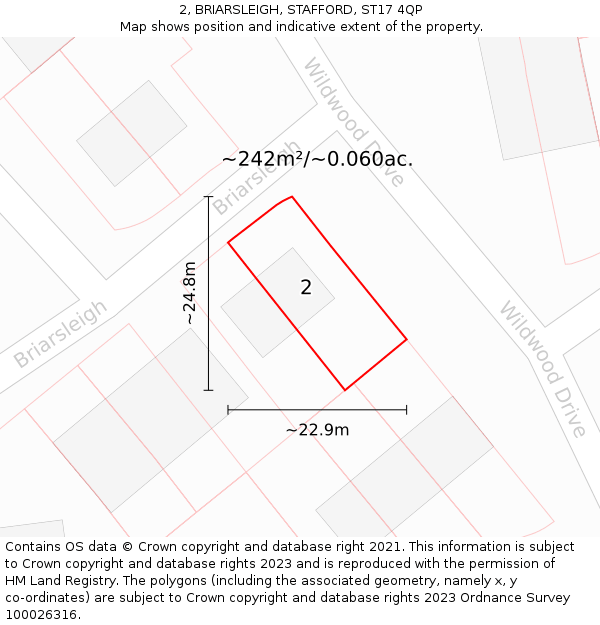 2, BRIARSLEIGH, STAFFORD, ST17 4QP: Plot and title map