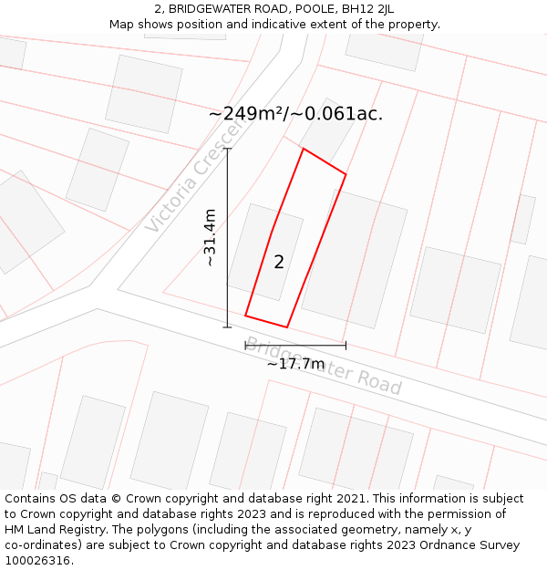 2, BRIDGEWATER ROAD, POOLE, BH12 2JL: Plot and title map