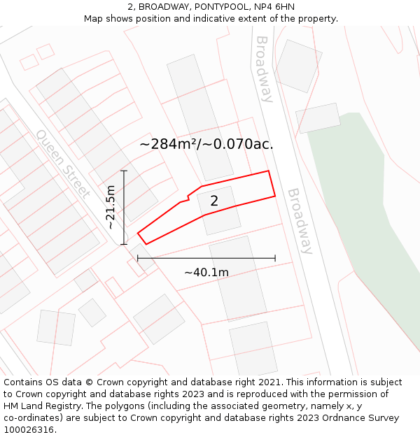 2, BROADWAY, PONTYPOOL, NP4 6HN: Plot and title map