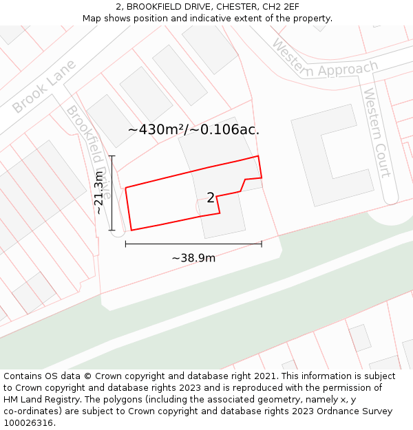 2, BROOKFIELD DRIVE, CHESTER, CH2 2EF: Plot and title map