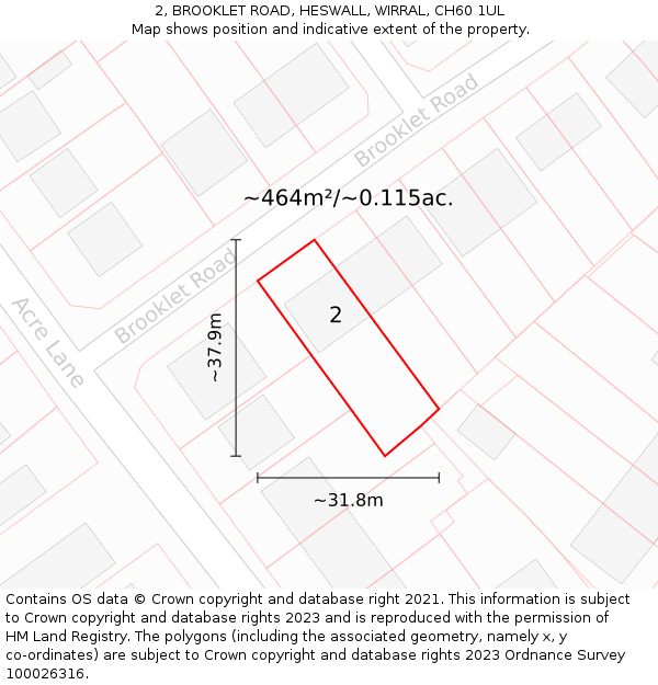 2, BROOKLET ROAD, HESWALL, WIRRAL, CH60 1UL: Plot and title map