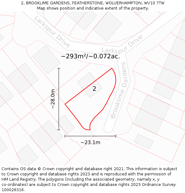 2, BROOKLIME GARDENS, FEATHERSTONE, WOLVERHAMPTON, WV10 7TW: Plot and title map