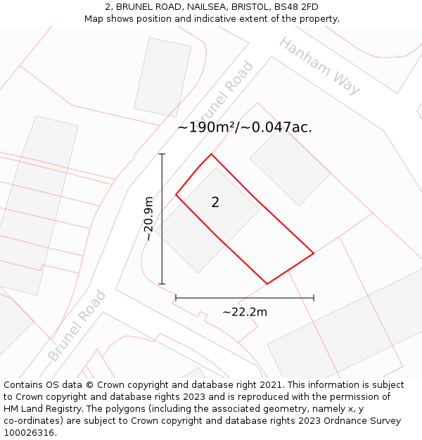 2, BRUNEL ROAD, NAILSEA, BRISTOL, BS48 2FD: Plot and title map