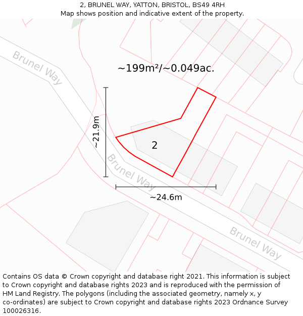 2, BRUNEL WAY, YATTON, BRISTOL, BS49 4RH: Plot and title map