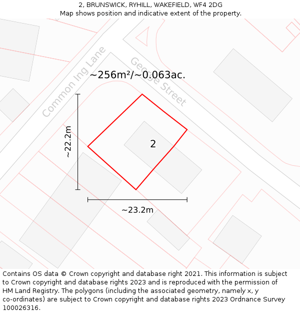 2, BRUNSWICK, RYHILL, WAKEFIELD, WF4 2DG: Plot and title map