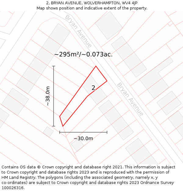 2, BRYAN AVENUE, WOLVERHAMPTON, WV4 4JP: Plot and title map