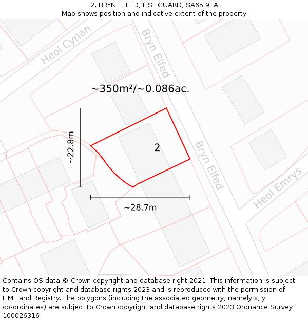 2, BRYN ELFED, FISHGUARD, SA65 9EA: Plot and title map