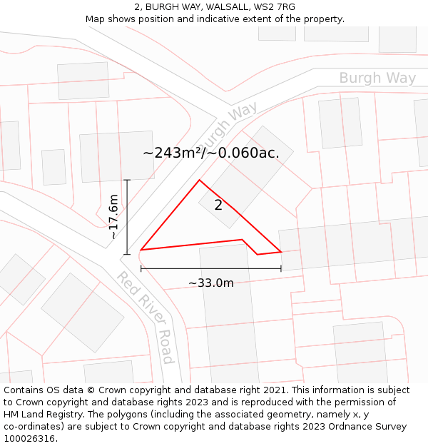 2, BURGH WAY, WALSALL, WS2 7RG: Plot and title map