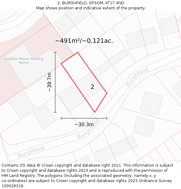 2, BURGHFIELD, EPSOM, KT17 4ND: Plot and title map