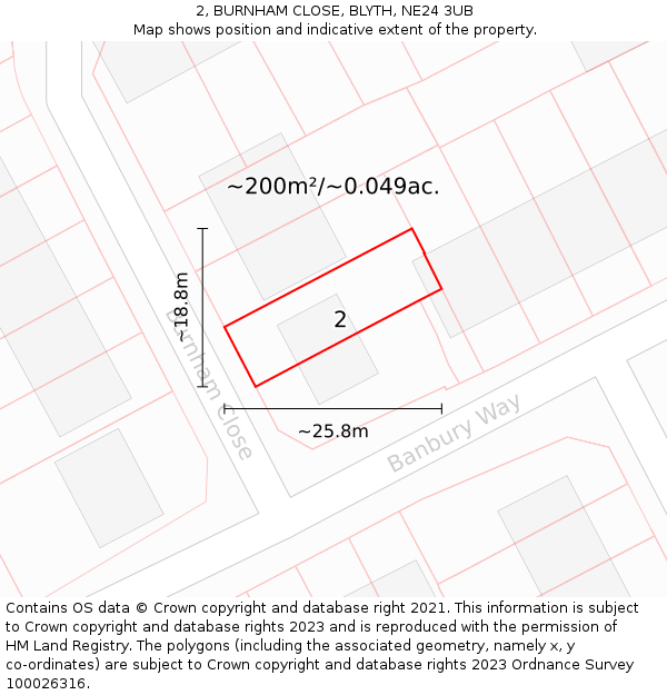 2, BURNHAM CLOSE, BLYTH, NE24 3UB: Plot and title map