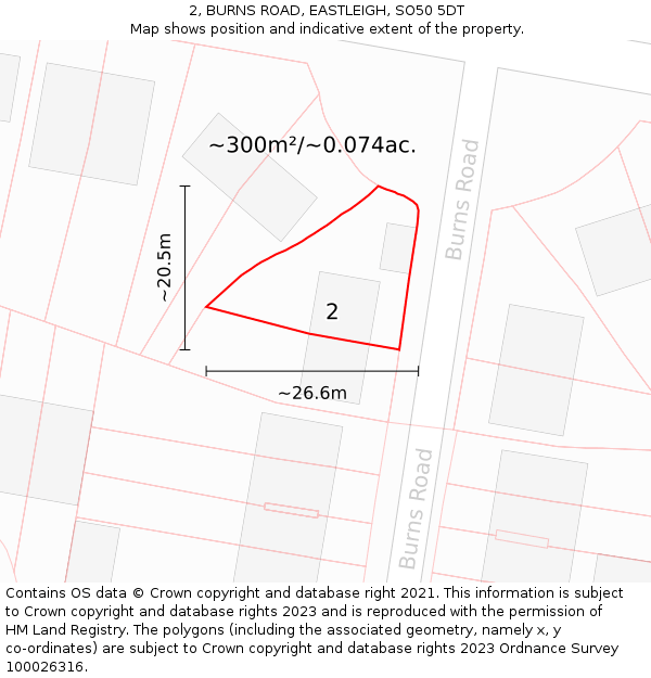2, BURNS ROAD, EASTLEIGH, SO50 5DT: Plot and title map