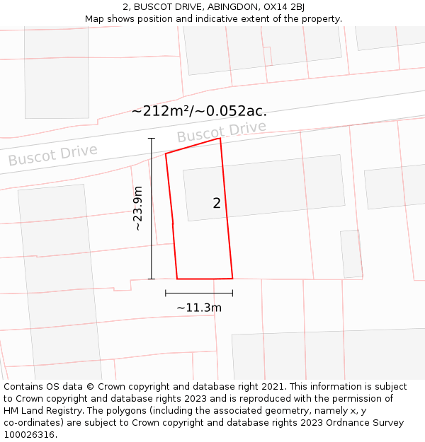 2, BUSCOT DRIVE, ABINGDON, OX14 2BJ: Plot and title map