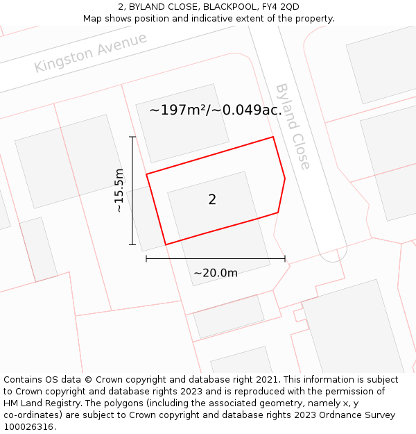 2, BYLAND CLOSE, BLACKPOOL, FY4 2QD: Plot and title map
