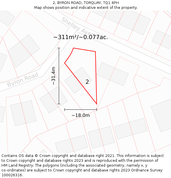 2, BYRON ROAD, TORQUAY, TQ1 4PH: Plot and title map