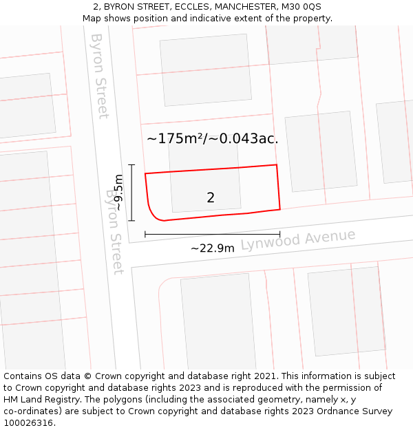2, BYRON STREET, ECCLES, MANCHESTER, M30 0QS: Plot and title map