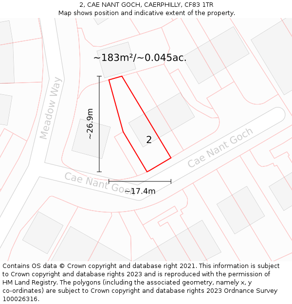 2, CAE NANT GOCH, CAERPHILLY, CF83 1TR: Plot and title map