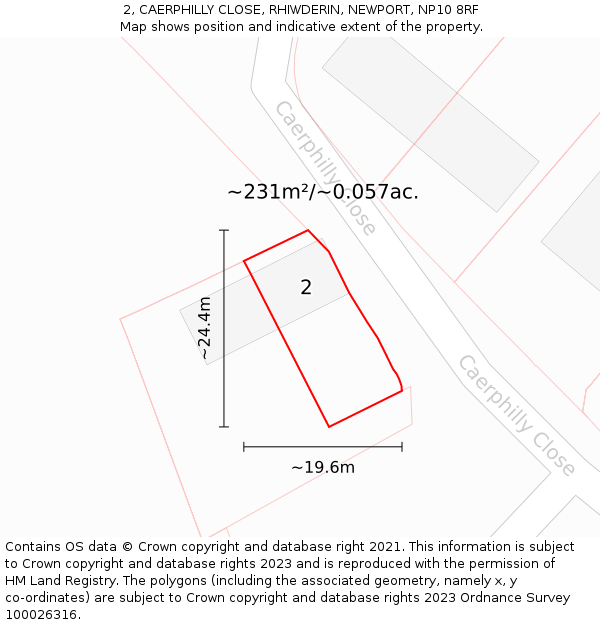 2, CAERPHILLY CLOSE, RHIWDERIN, NEWPORT, NP10 8RF: Plot and title map