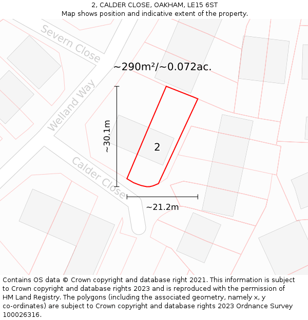 2, CALDER CLOSE, OAKHAM, LE15 6ST: Plot and title map