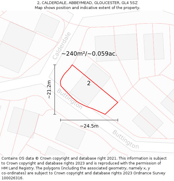 2, CALDERDALE, ABBEYMEAD, GLOUCESTER, GL4 5SZ: Plot and title map