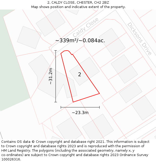 2, CALDY CLOSE, CHESTER, CH2 2BZ: Plot and title map