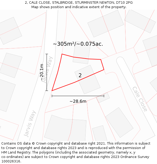 2, CALE CLOSE, STALBRIDGE, STURMINSTER NEWTON, DT10 2PG: Plot and title map