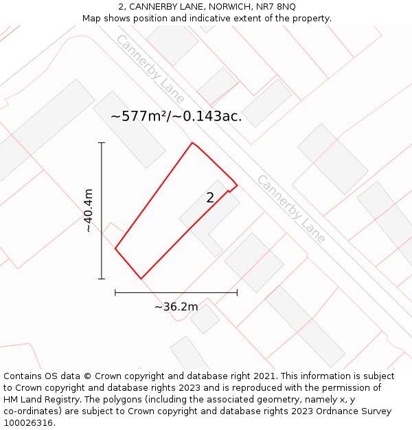 2, CANNERBY LANE, NORWICH, NR7 8NQ: Plot and title map