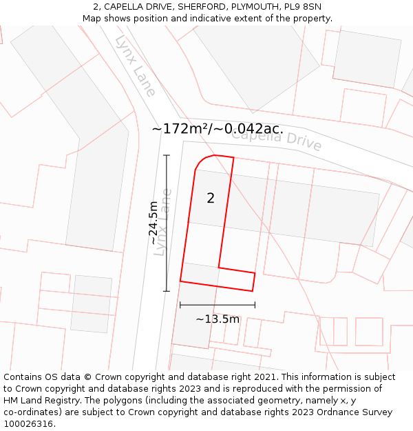 2, CAPELLA DRIVE, SHERFORD, PLYMOUTH, PL9 8SN: Plot and title map