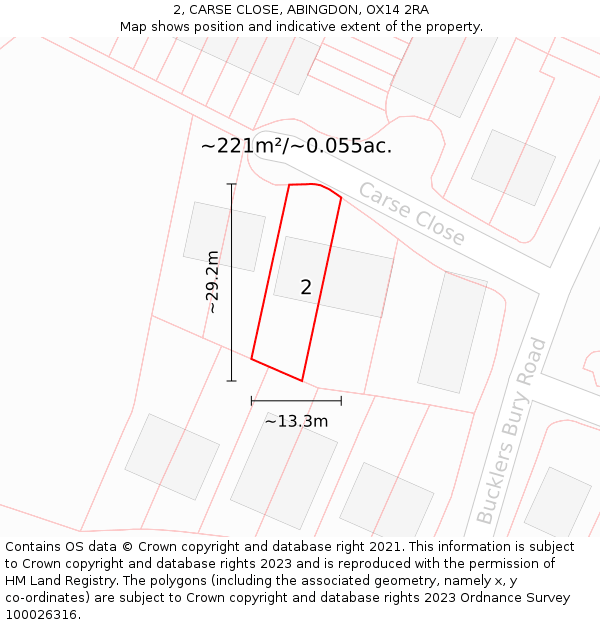 2, CARSE CLOSE, ABINGDON, OX14 2RA: Plot and title map
