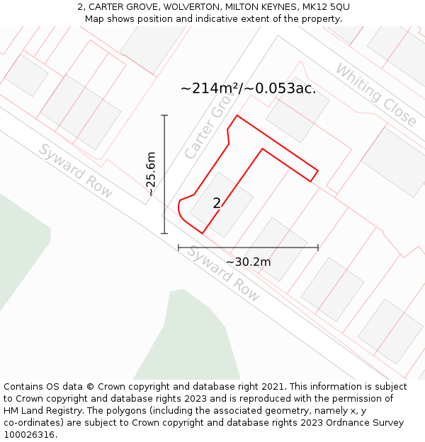 2, CARTER GROVE, WOLVERTON, MILTON KEYNES, MK12 5QU: Plot and title map