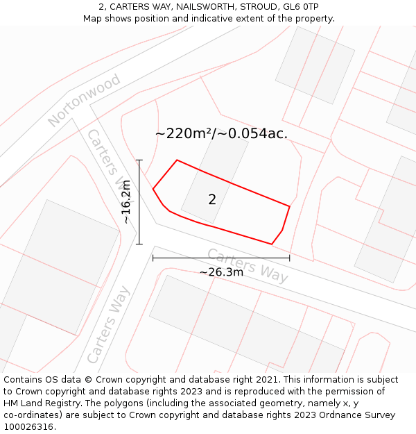 2, CARTERS WAY, NAILSWORTH, STROUD, GL6 0TP: Plot and title map