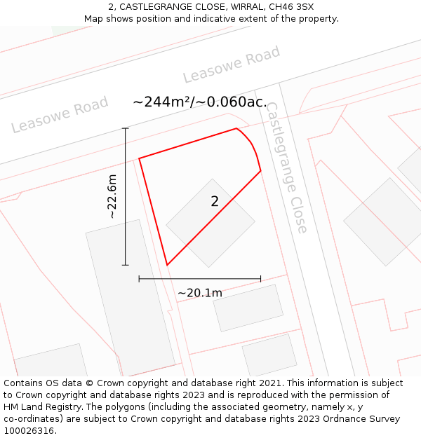 2, CASTLEGRANGE CLOSE, WIRRAL, CH46 3SX: Plot and title map