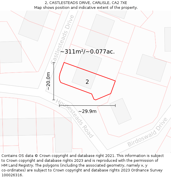 2, CASTLESTEADS DRIVE, CARLISLE, CA2 7XE: Plot and title map