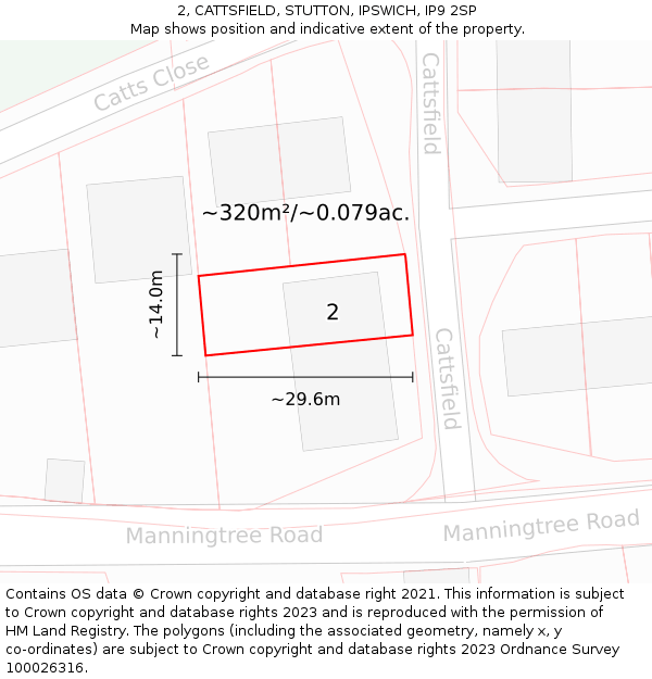 2, CATTSFIELD, STUTTON, IPSWICH, IP9 2SP: Plot and title map