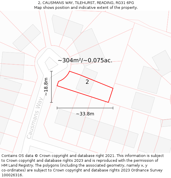 2, CAUSMANS WAY, TILEHURST, READING, RG31 6PG: Plot and title map