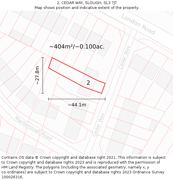 2, CEDAR WAY, SLOUGH, SL3 7JT: Plot and title map