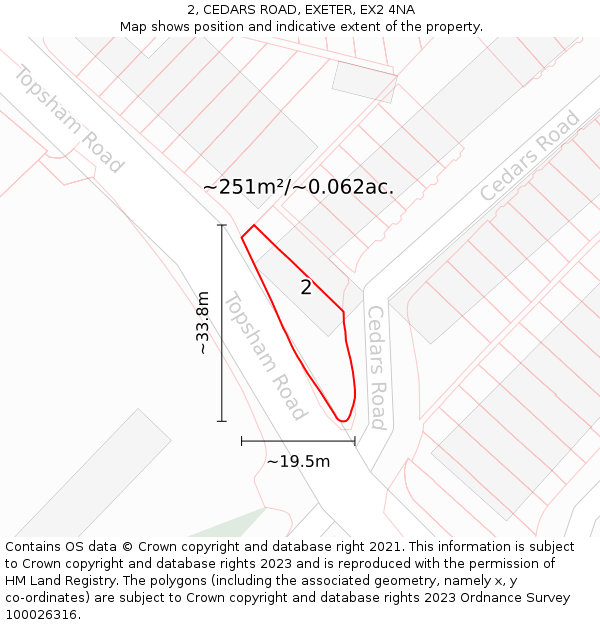 2, CEDARS ROAD, EXETER, EX2 4NA: Plot and title map