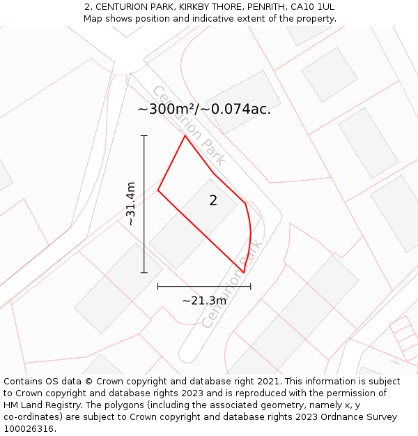 2, CENTURION PARK, KIRKBY THORE, PENRITH, CA10 1UL: Plot and title map