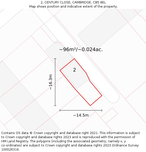 2, CENTURY CLOSE, CAMBRIDGE, CB5 8EL: Plot and title map