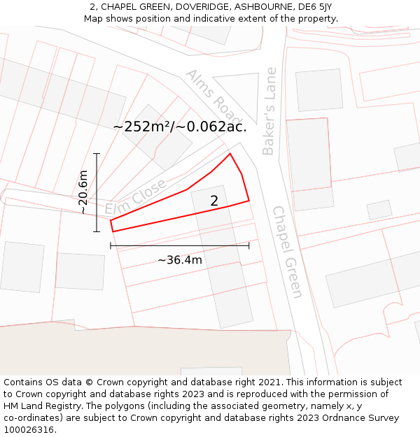 2, CHAPEL GREEN, DOVERIDGE, ASHBOURNE, DE6 5JY: Plot and title map