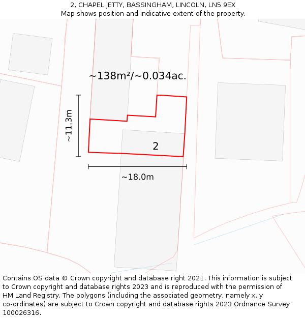 2, CHAPEL JETTY, BASSINGHAM, LINCOLN, LN5 9EX: Plot and title map
