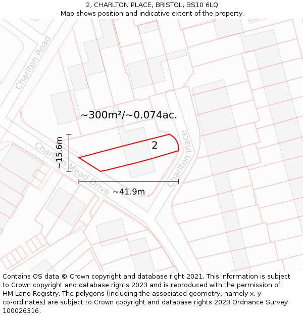2, CHARLTON PLACE, BRISTOL, BS10 6LQ: Plot and title map