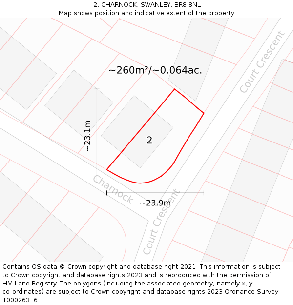 2, CHARNOCK, SWANLEY, BR8 8NL: Plot and title map