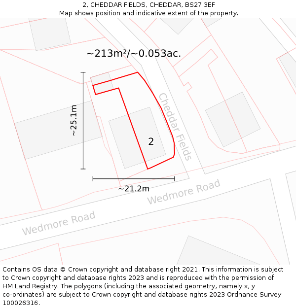 2, CHEDDAR FIELDS, CHEDDAR, BS27 3EF: Plot and title map