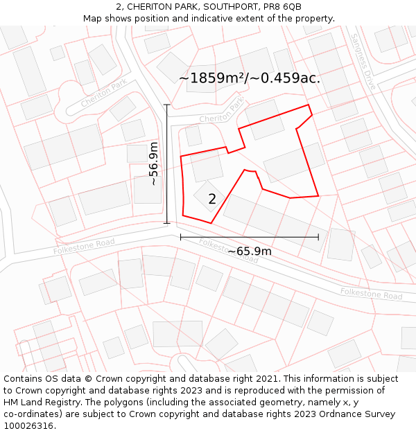 2, CHERITON PARK, SOUTHPORT, PR8 6QB: Plot and title map