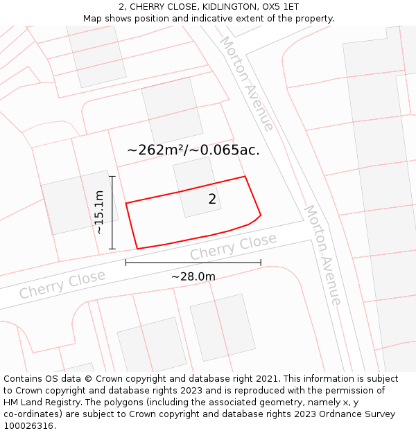 2, CHERRY CLOSE, KIDLINGTON, OX5 1ET: Plot and title map