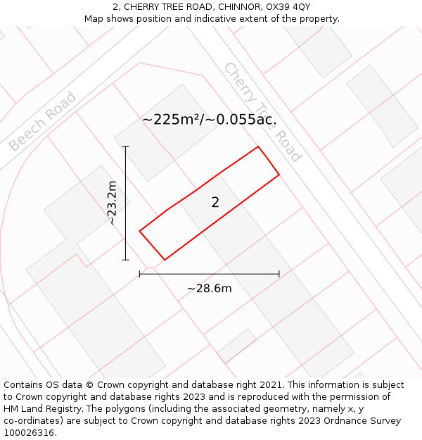 2, CHERRY TREE ROAD, CHINNOR, OX39 4QY: Plot and title map
