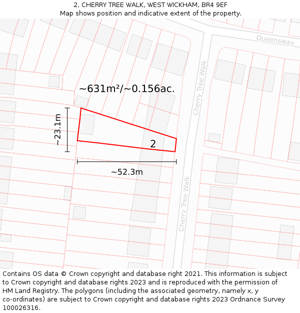 2, CHERRY TREE WALK, WEST WICKHAM, BR4 9EF: Plot and title map